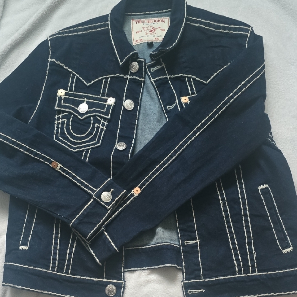 True Religion Blue and White Lightweight Denim Jacket